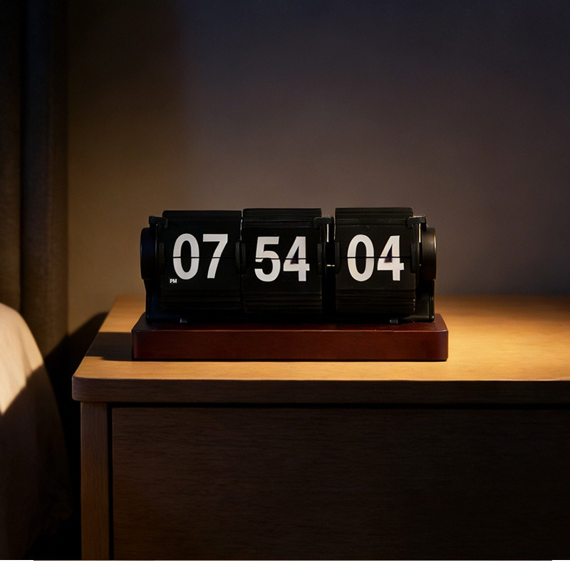 Home Office Minimalist - Reloj de Escritorio de Madera Vintage,