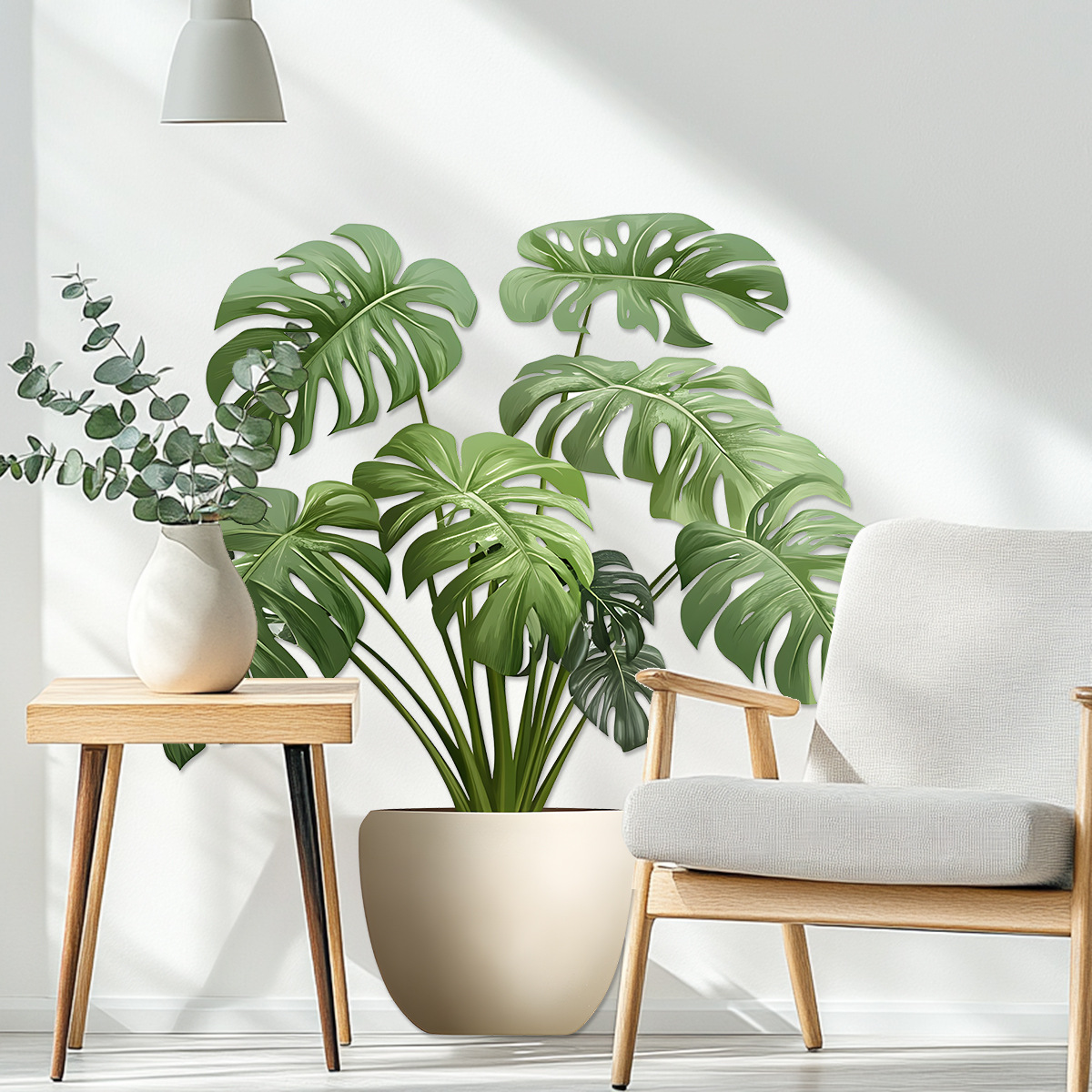 Home Office Wallpaper - Pegatina 3D de maceta verde para