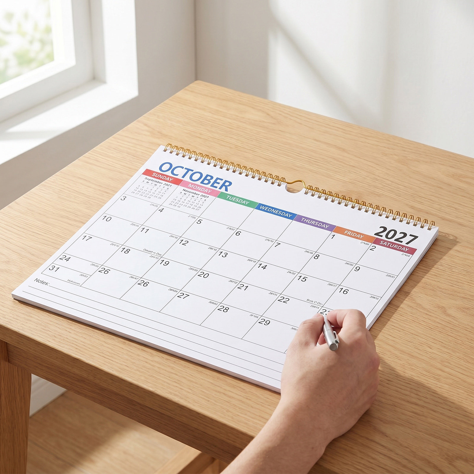 Home Office Layout - Calendario de pared minimalista 2027, encuadernación