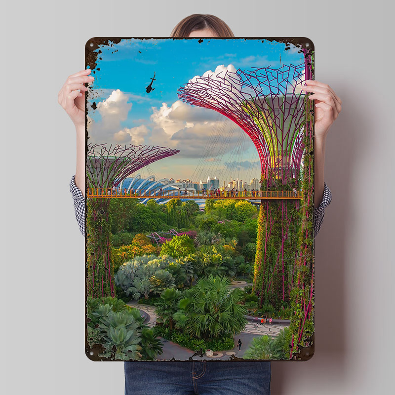 Home Office Singapore - Póster de Singapur, Letreros Metálicos Vintage