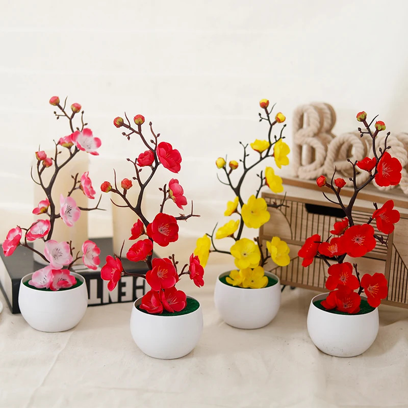 Home Office Background - Maceta de Flores de Ciruelo Artificial,