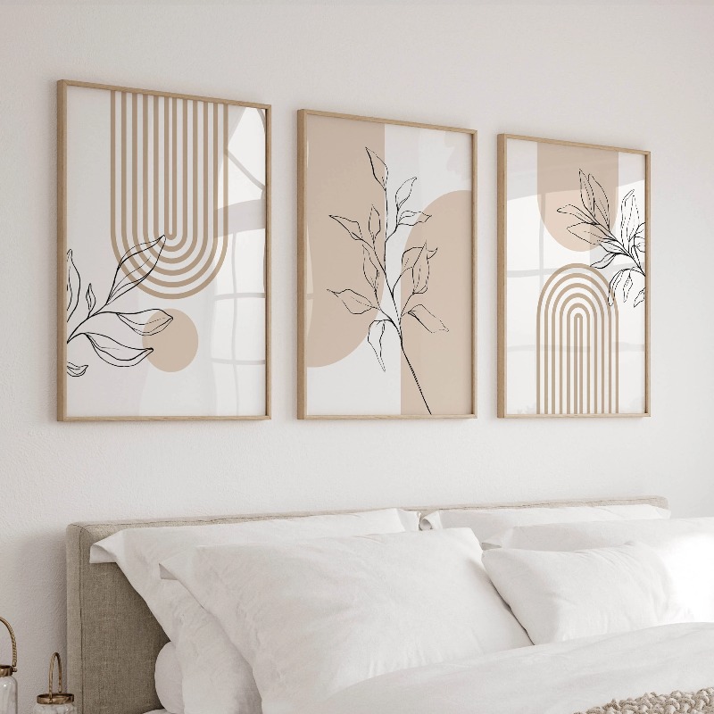 Home Office Minimalist - Impresiones de Arte Mural Neutro para