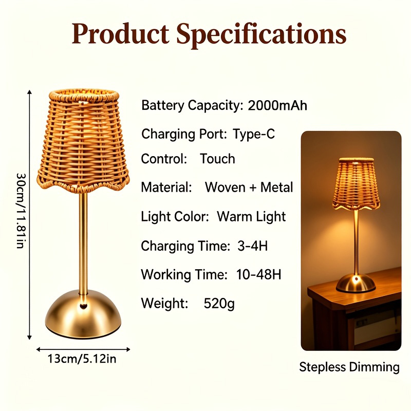 Lámpara de Mesa de Ratán Tejid - Home Office Lamp reseña y precio