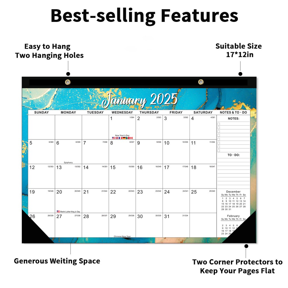 Calendario de pared en inglés  - Home Office 2024 reseña y precio
