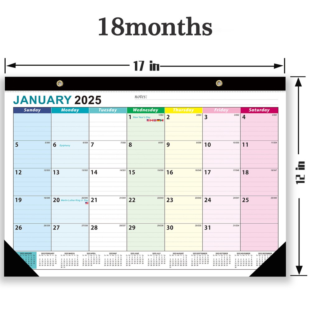 Calendario de pared en inglés  - Home Office 2024 reseña y precio