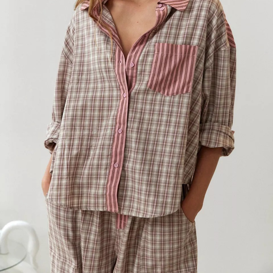 Blusa de retazos a cuadros a r - Home Office 2024 reseña y precio